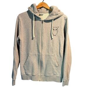 Knowledge Cotton Apparel Hoody Owl Size Medium Gray Full Zip Organic 100%Cotton